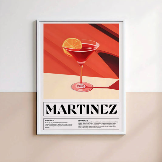 Affiche Cocktail Martinez Vintage Minimaliste – Poster Bar Retro & Deco Cuisine Moderne