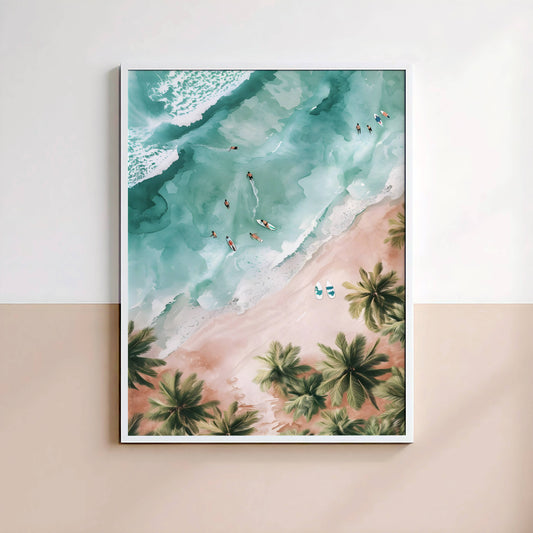 Affiche Plage Tropicale Minimaliste – Poster Ocean Vintage Pastel & Deco Murale Bord de Mer