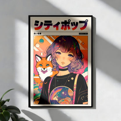 Mystic Fox Maiden Anime Print | Manga Inspired Wall Art