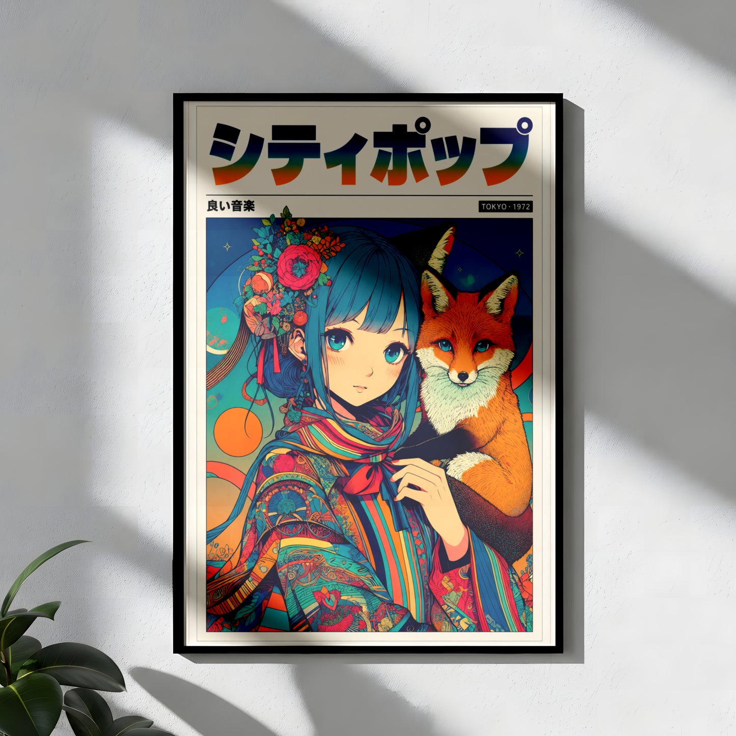 Japanese Fantasy Kitsune Poster | Anime Room Decor