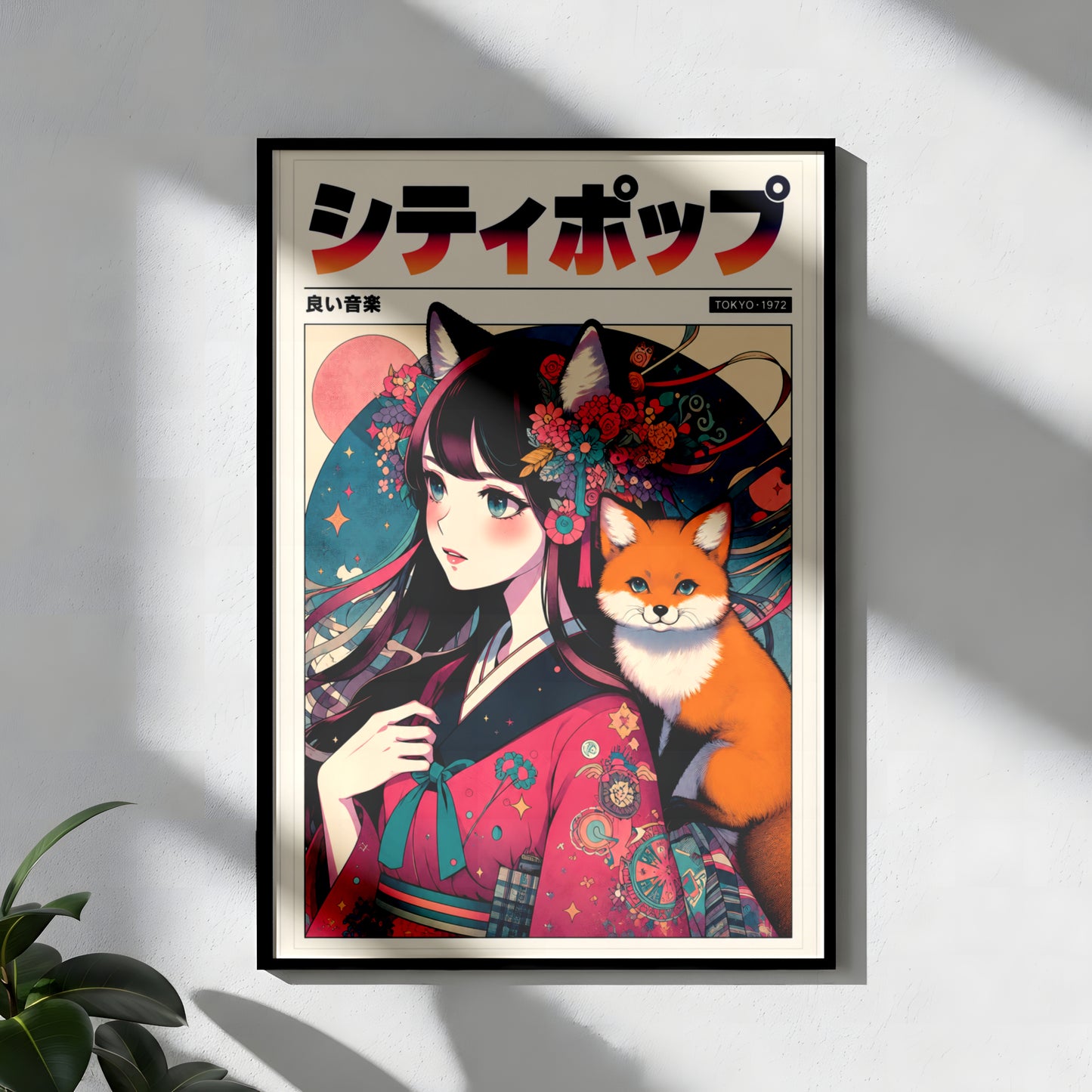 Retro Anime Fox Poster | Japanese Manga Wall Art