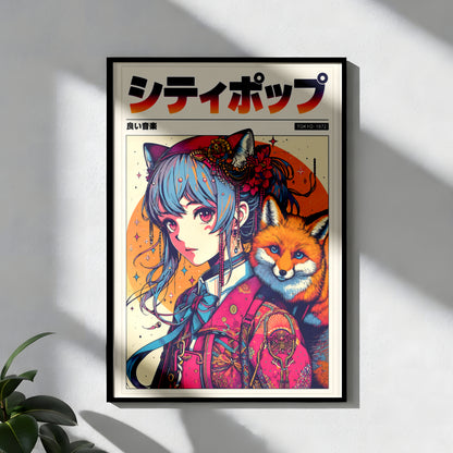 Fox Guardian Anime Print | Japanese Fantasy Poster