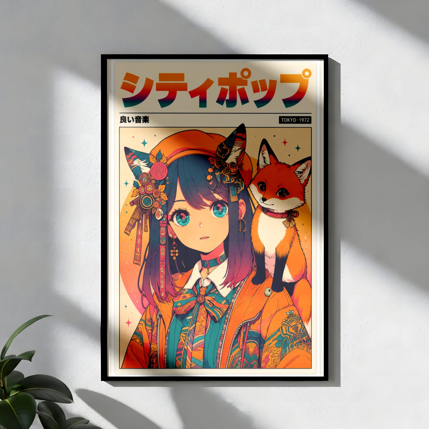 Vintage Kitsune Wall Art | Japanese Anime Poster