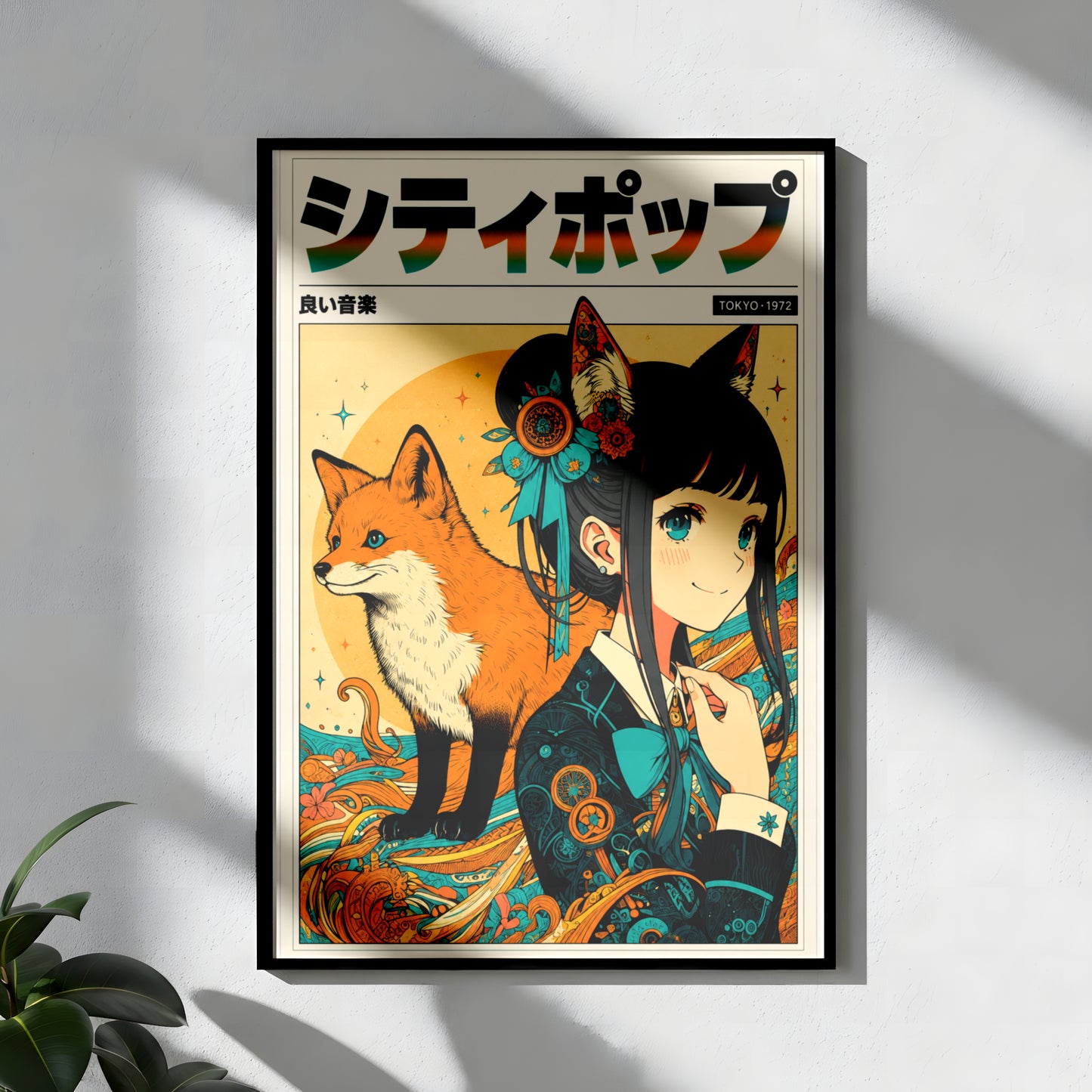 Sakura Fox Spirit Poster | Anime Inspired Wall Decor