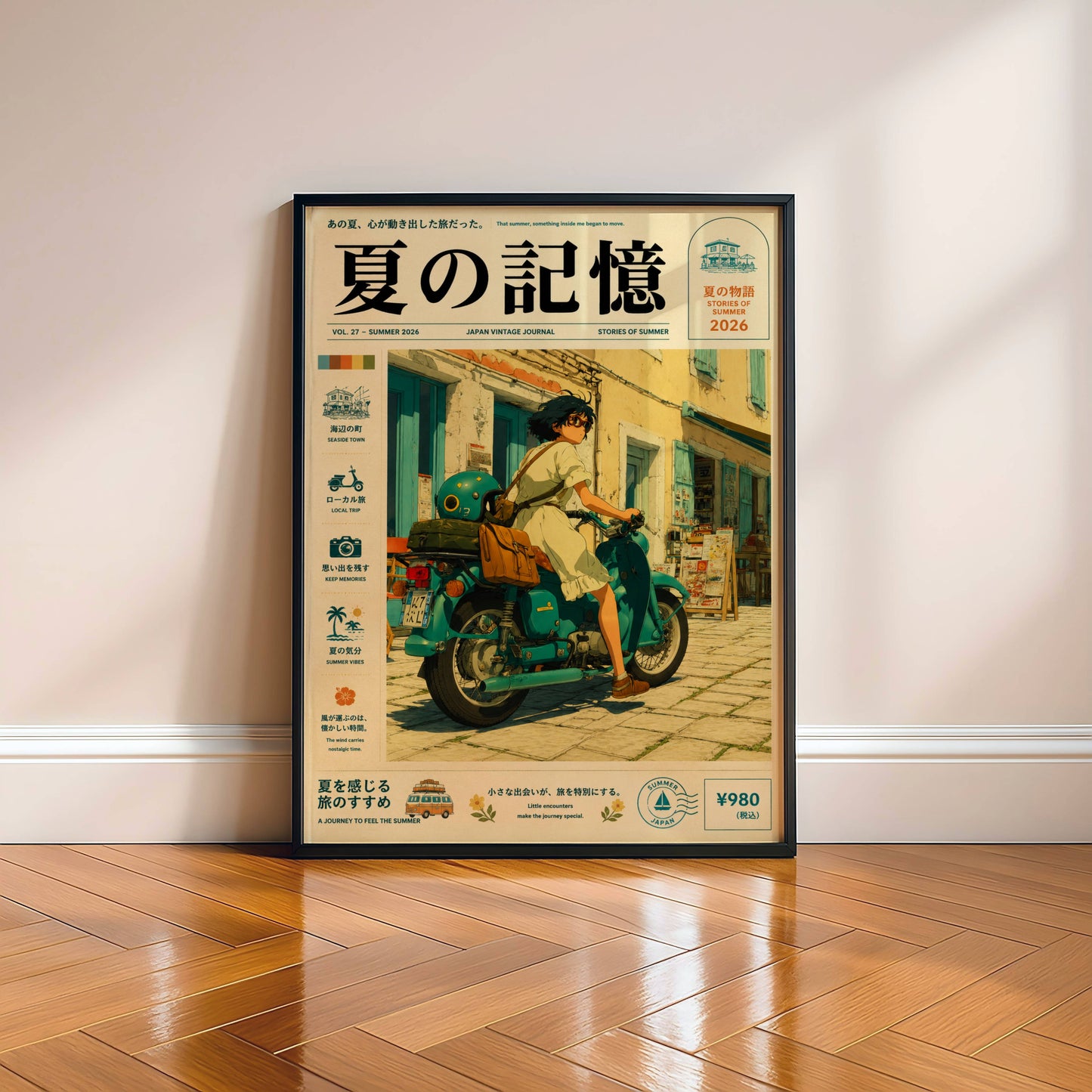 Scooter & Sunlit Alleys – Y2K Mediterranean Summer Poster, Vintage Coastal Moped Scene, European Holiday Wall Art, Retro Escape Print
