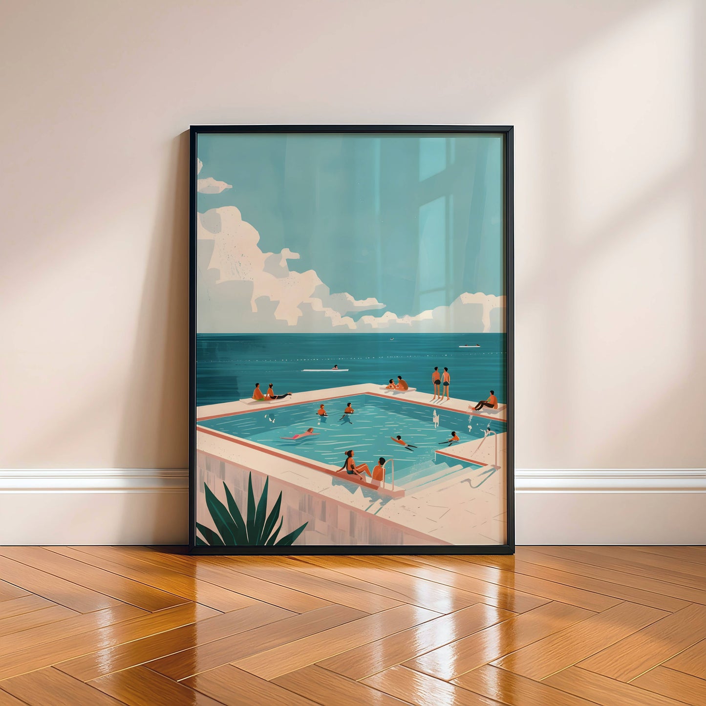 Affiche Piscine Bord de Mer Vintage – Poster Summer Pool Océan & Vacances Méditerranée