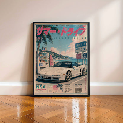 Acura NSX Sakura Drive Poster Vintage – Affiche JDM Japonaise Rétro Y2K