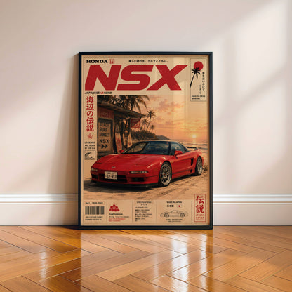 Honda NSX Sunset Boulevard Poster – Affiche JDM Vintage Japonaise Style Magazine Y2K