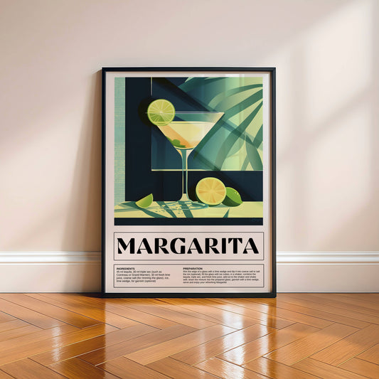 Affiche Cocktail Margarita Vintage Minimaliste – Poster Bar Retro & Deco Cuisine Moderne