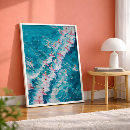 Affiche Trendy Vagues Turquoise Abstraites – Énergie de l’Océan et Art Contemporain | Poster sur Papier Mat
