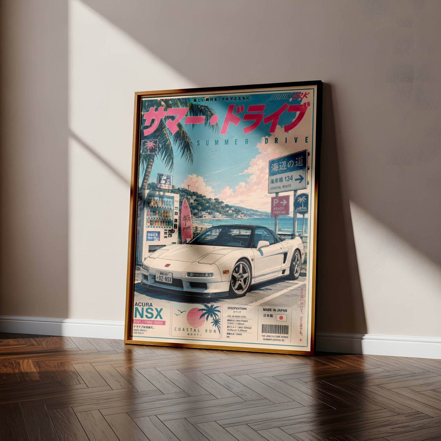 Acura NSX Sakura Drive Poster Vintage – Affiche JDM Japonaise Rétro Y2K