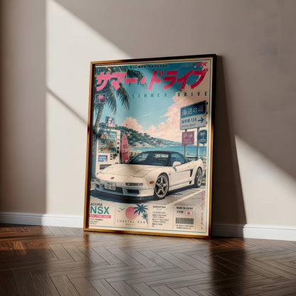 Acura NSX Sakura Drive Poster Vintage – Affiche JDM Japonaise Rétro Y2K