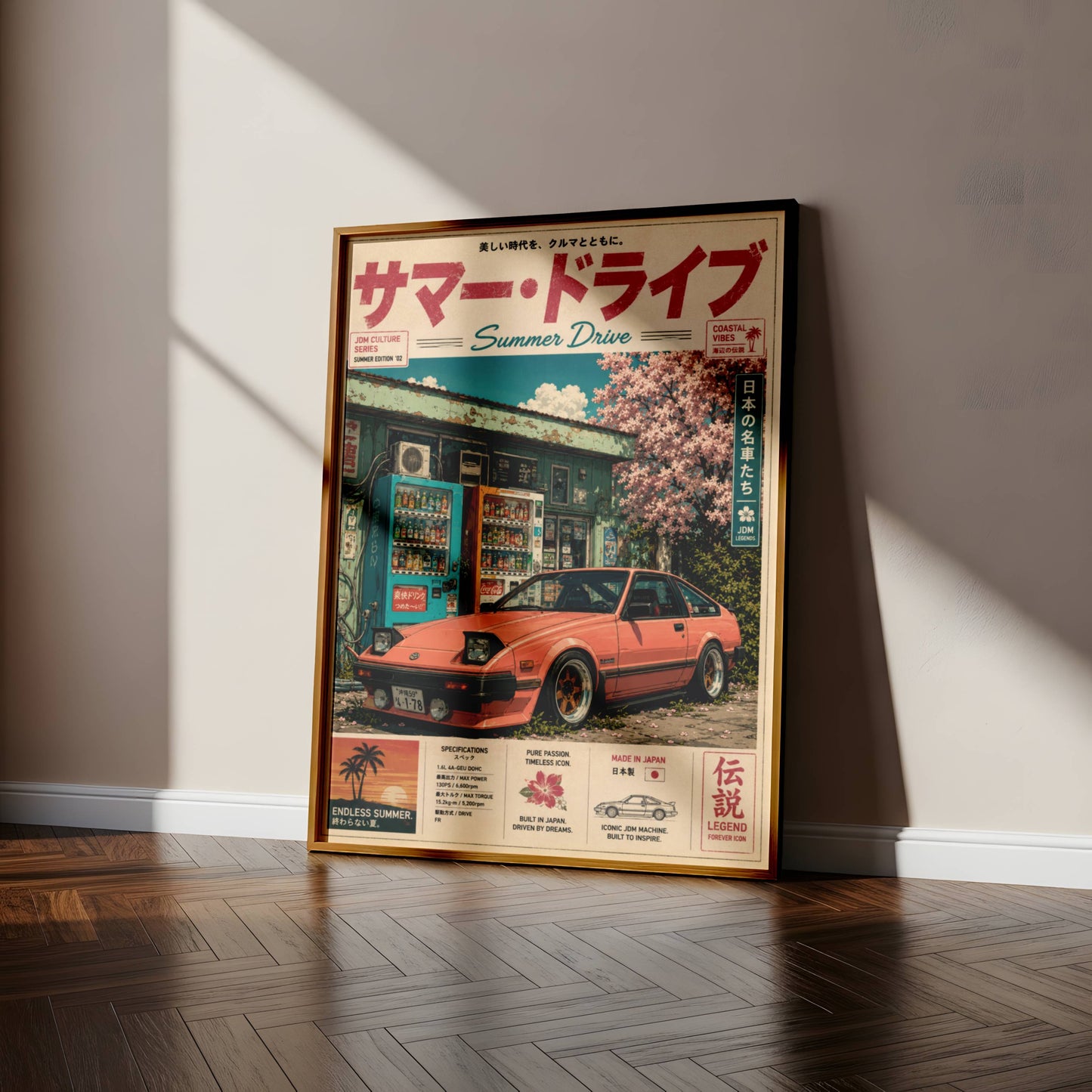 Toyota Celica XX Summer Drive Poster – Affiche JDM Vintage Japonaise Style Magazine Rétro