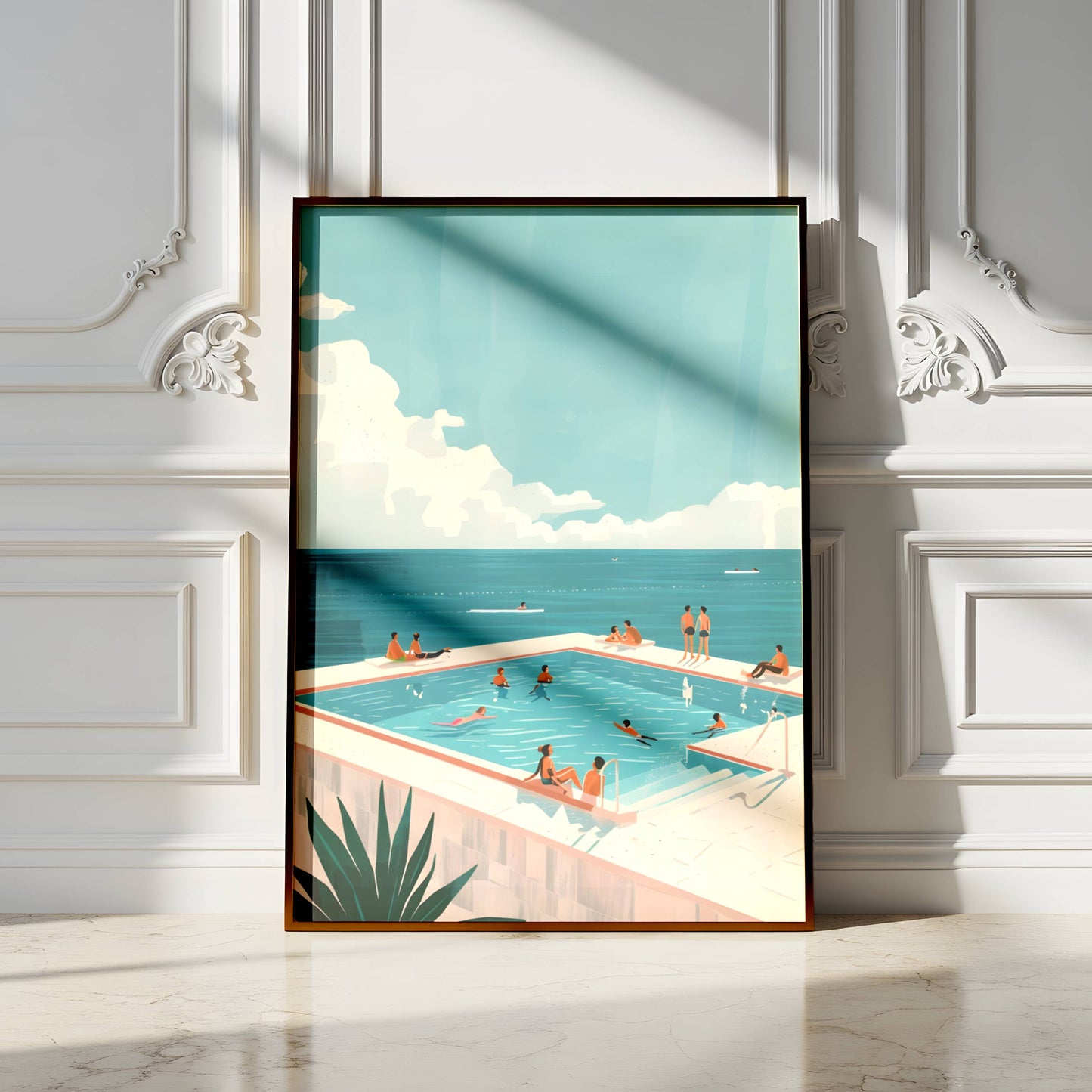 Affiche Piscine Bord de Mer Vintage – Poster Summer Pool Océan & Vacances Méditerranée