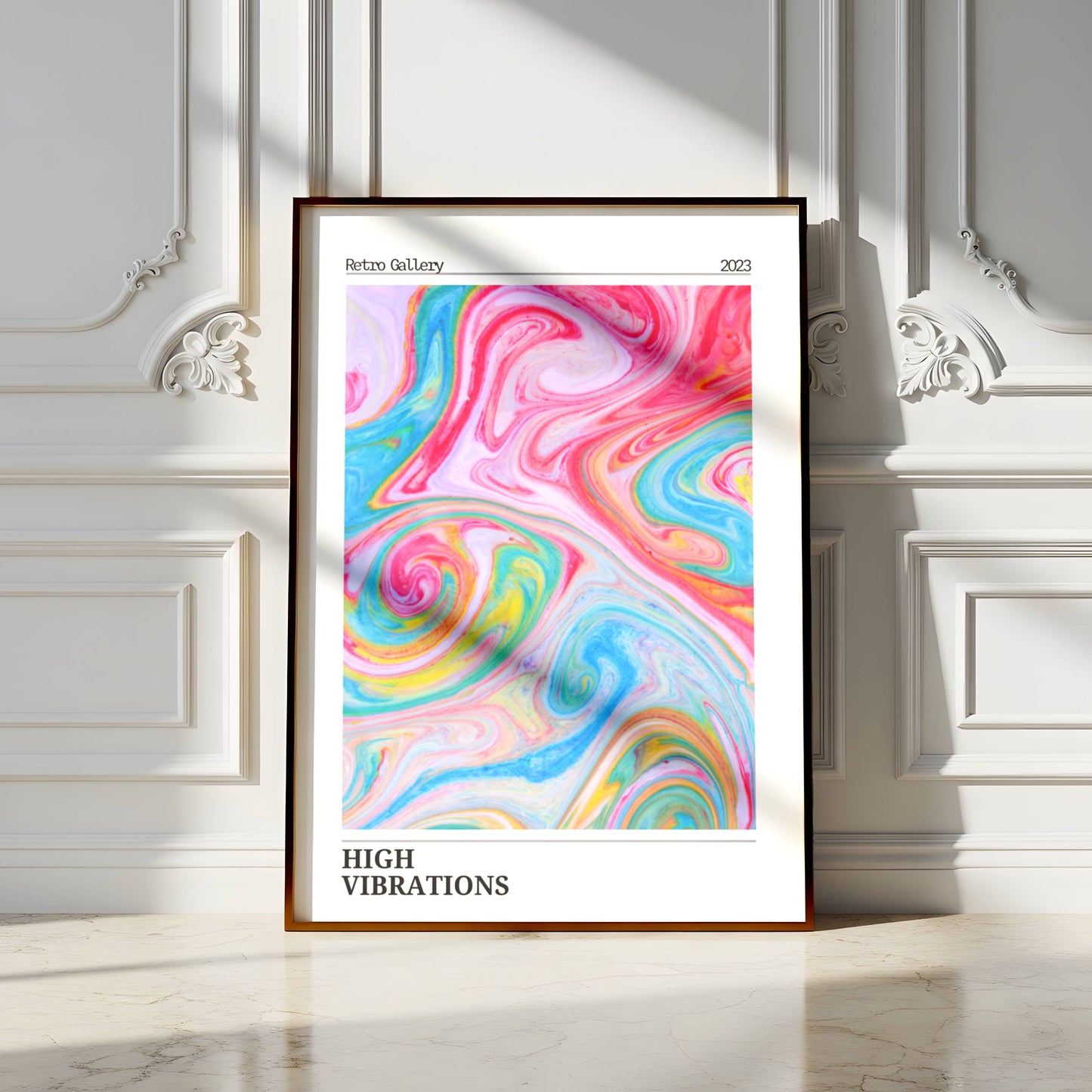 Affiche High Vibrations Rétro – Art Abstrait Coloré Psychédélique | Poster Moderne Papier Mat