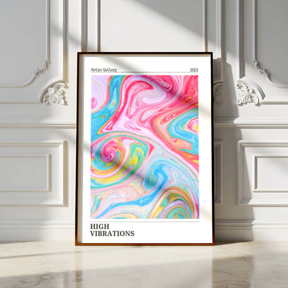 Affiche High Vibrations Rétro – Art Abstrait Coloré Psychédélique | Poster Moderne Papier Mat
