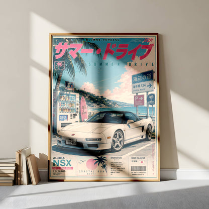 Acura NSX Sakura Drive Poster Vintage – Affiche JDM Japonaise Rétro Y2K
