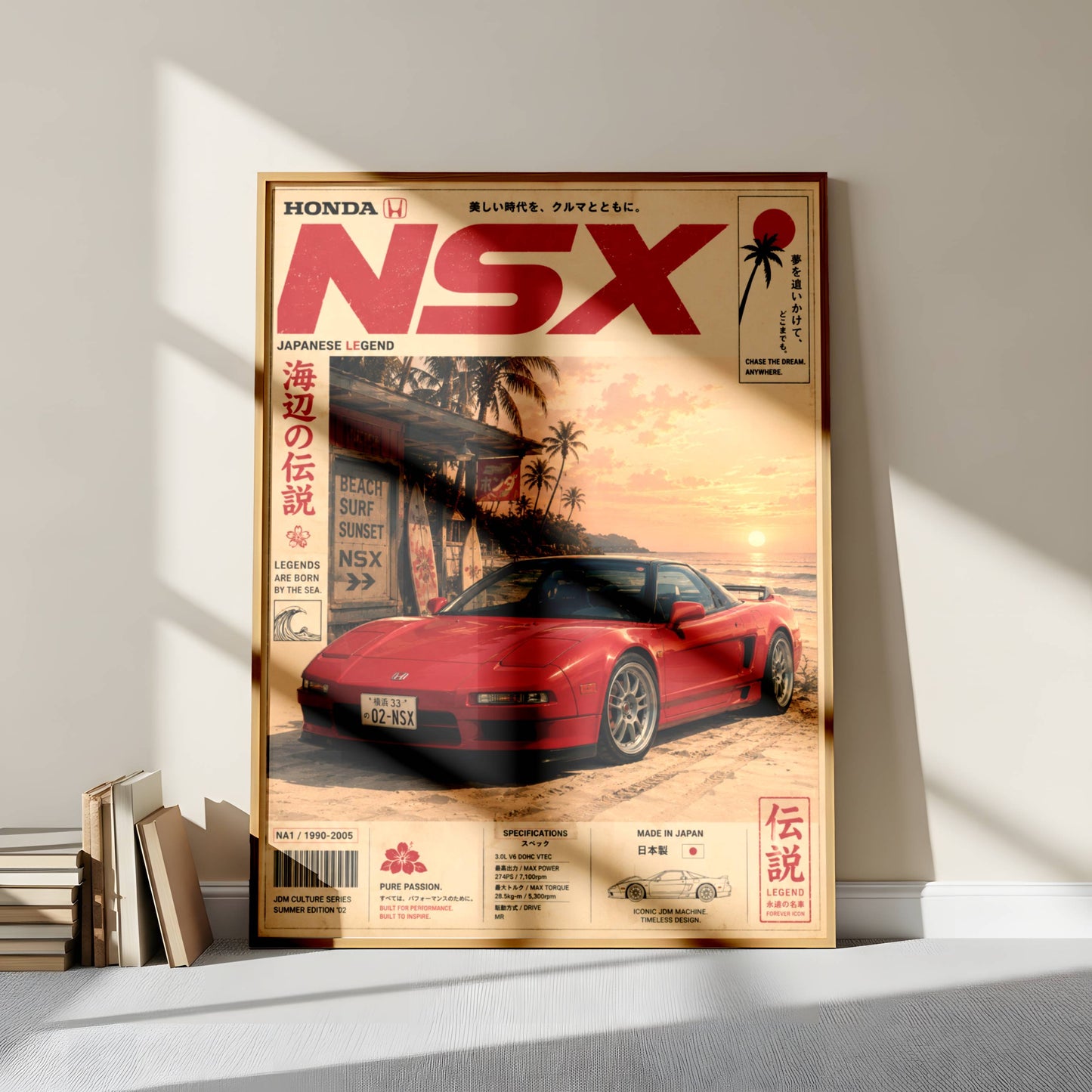 Honda NSX Sunset Boulevard Poster – Affiche JDM Vintage Japonaise Style Magazine Y2K