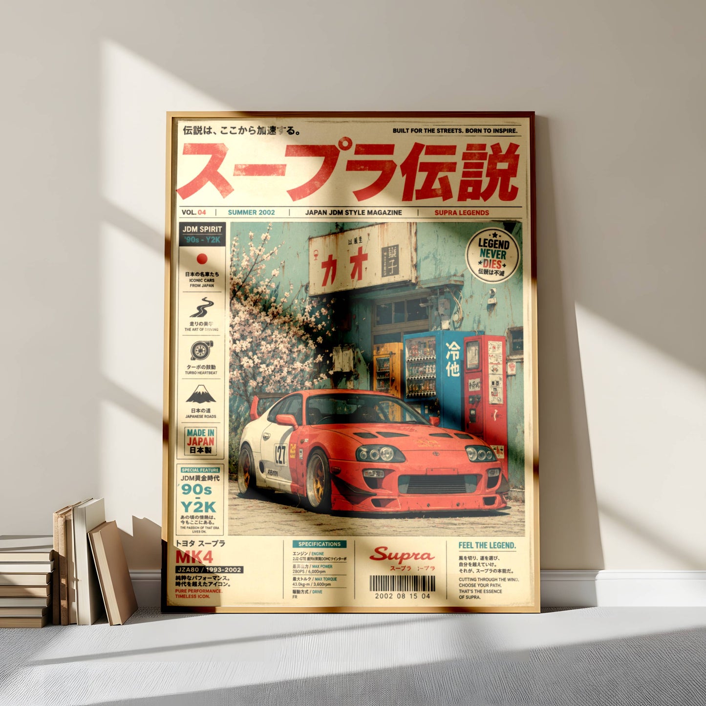 Toyota Supra MK4 JDM Poster Vintage Magazine – Affiche Automobile Japonaise Y2K Rétro