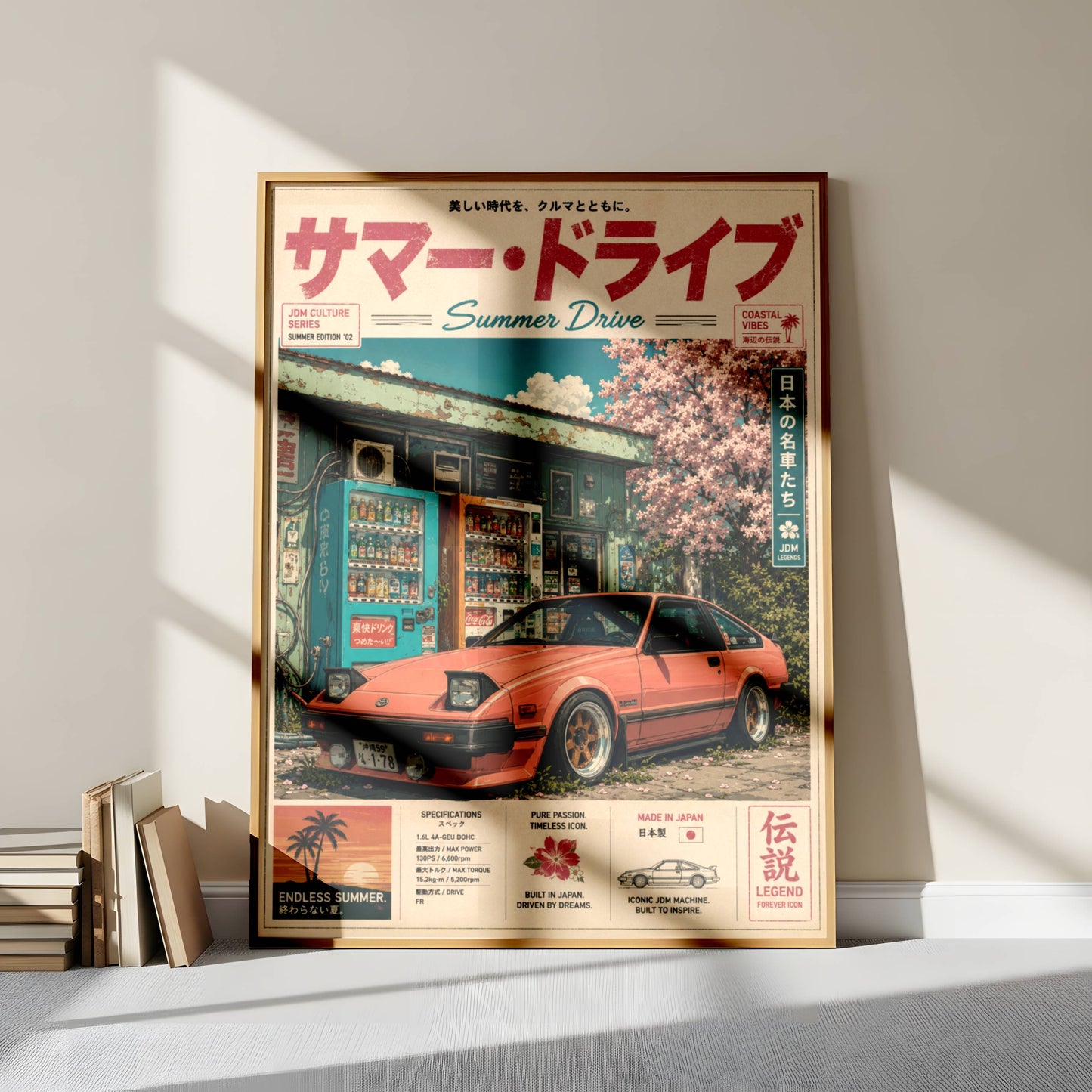 Toyota Celica XX Summer Drive Poster – Affiche JDM Vintage Japonaise Style Magazine Rétro