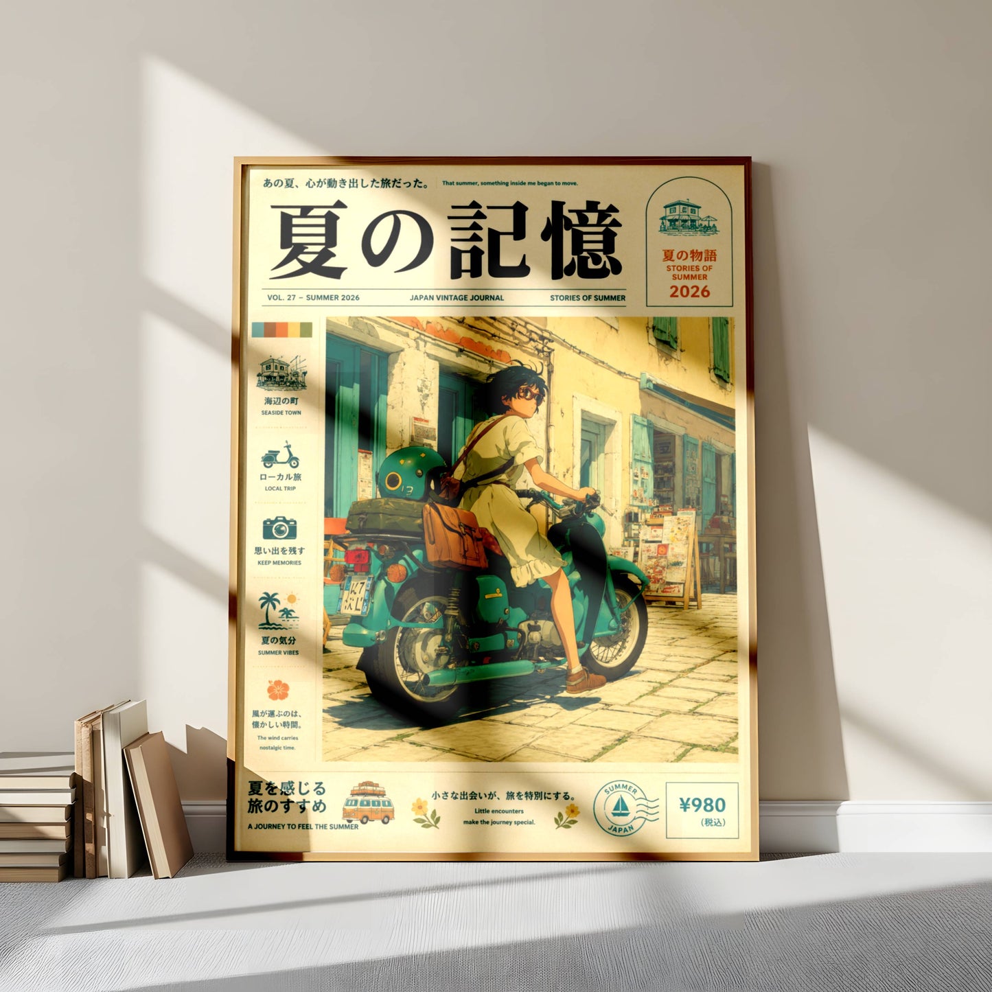 Scooter & Sunlit Alleys – Y2K Mediterranean Summer Poster, Vintage Coastal Moped Scene, European Holiday Wall Art, Retro Escape Print