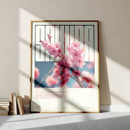 Poster Sakura Vintage – Affiche florale japonaise style rétro