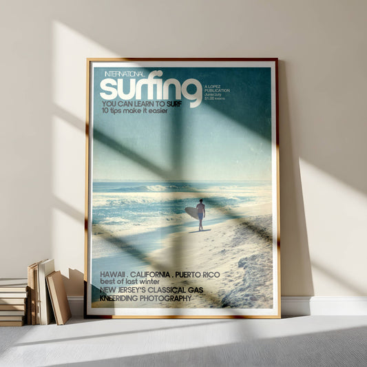 Affiche Surfeur Solitaire – Décoration plage rétro minimaliste