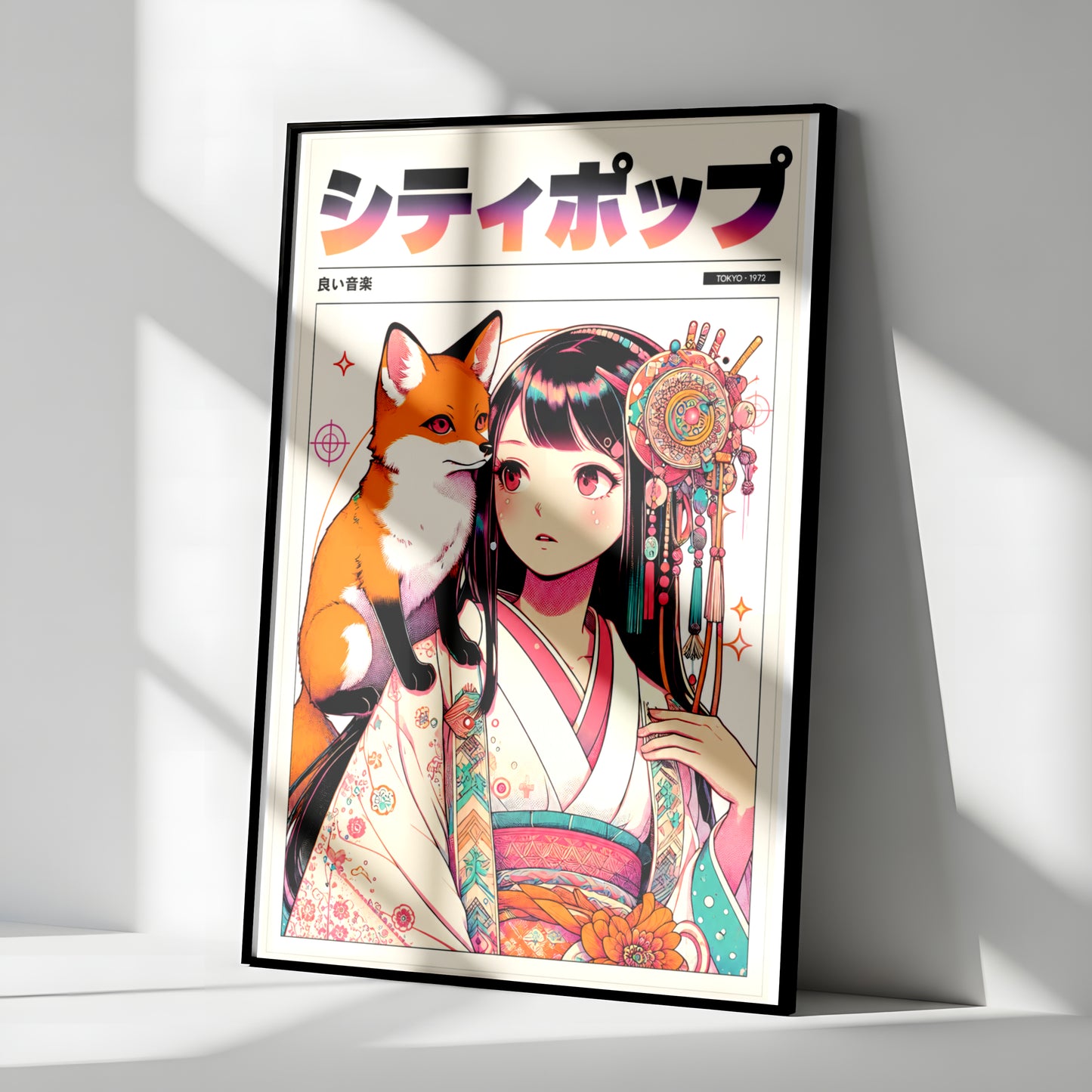 Japanese Fox Spirit Anime Poster | Kitsune Wall Art Print