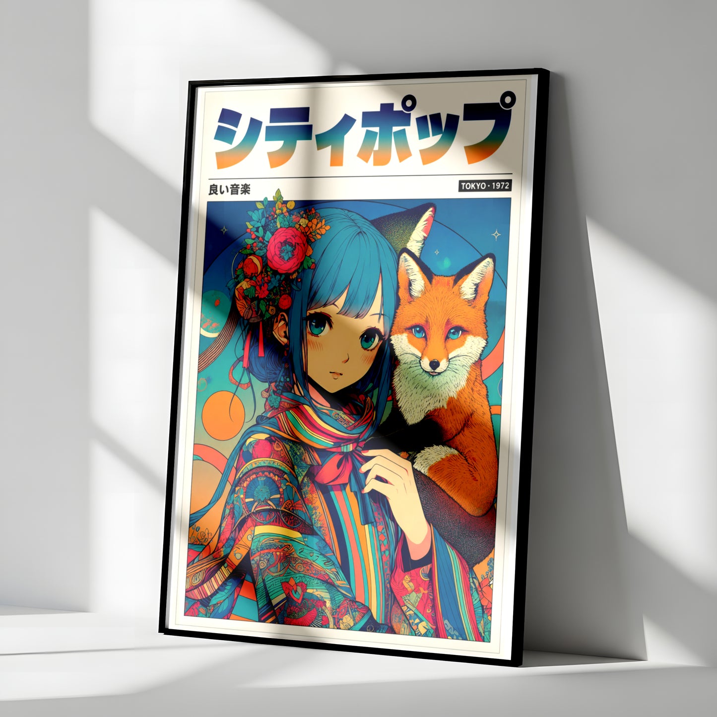 Japanese Fantasy Kitsune Poster | Anime Room Decor