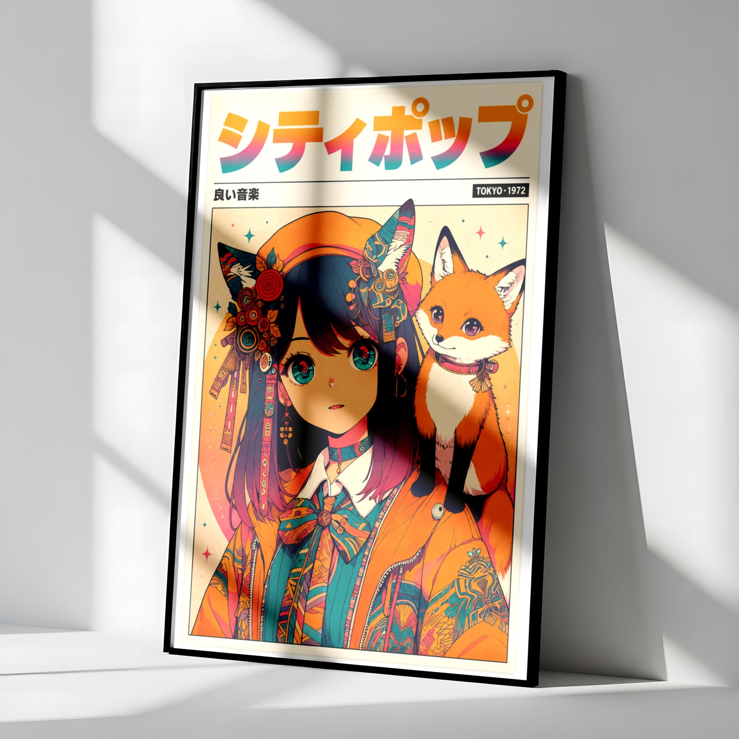 Vintage Kitsune Wall Art | Japanese Anime Poster