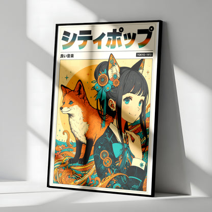 Sakura Fox Spirit Poster | Anime Inspired Wall Decor