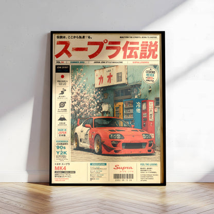 Toyota Supra MK4 JDM Poster Vintage Magazine – Affiche Automobile Japonaise Y2K Rétro