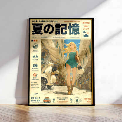 Scooter Alley Daydream – Y2K Summer Girl Poster, Blonde Traveler in Mediterranean Streets, Vintage Coastal Wall Art