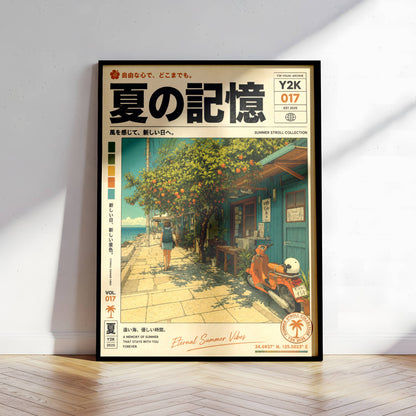 Azure Coast Hideaway – Vintage Scooter Poster, Mediterranean Seaside Street, Y2K Summer Archive, Retro Travel Wall Art
