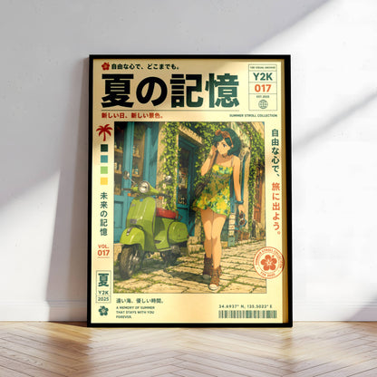 Lime Vespa Summer Days – Y2K Mediterranean Girl Poster, Coastal Village Escape, Vintage Holiday Aesthetic Wall Art