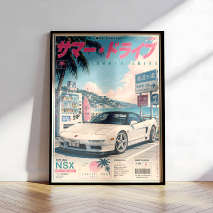 Acura NSX Sakura Drive Poster Vintage – Affiche JDM Japonaise Rétro Y2K