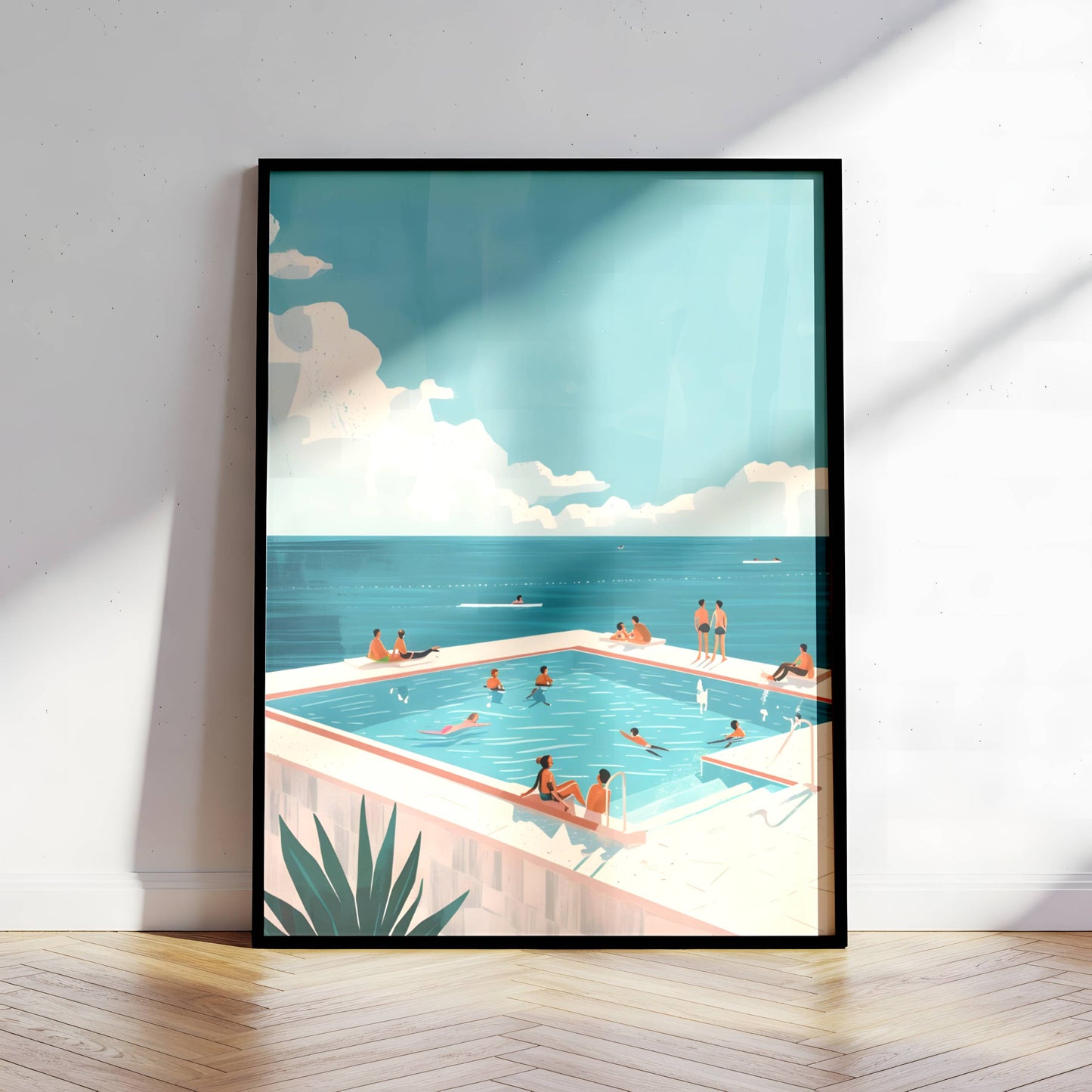 Affiche Piscine Bord de Mer Vintage – Poster Summer Pool Océan & Vacances Méditerranée