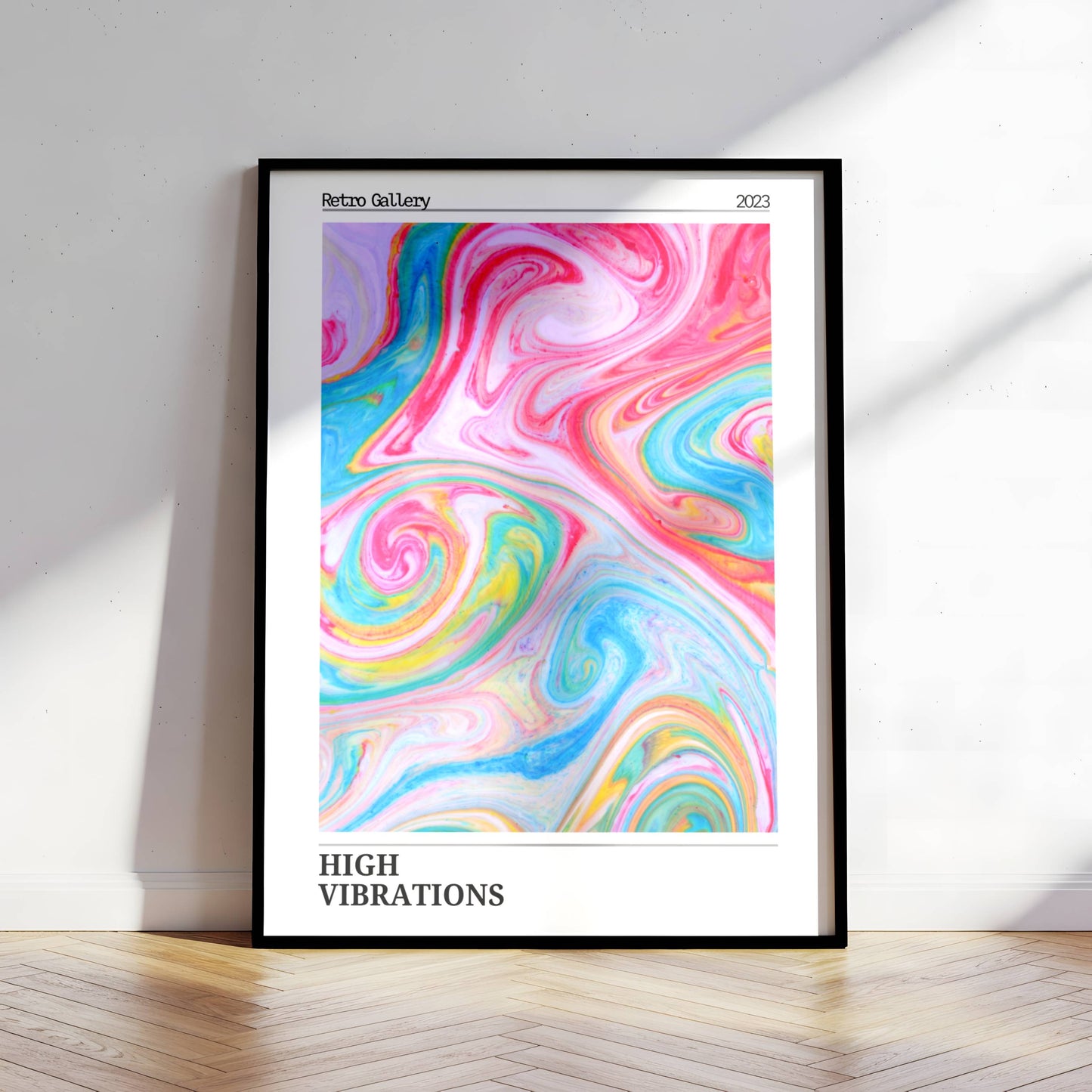 Affiche High Vibrations Rétro – Art Abstrait Coloré Psychédélique | Poster Moderne Papier Mat