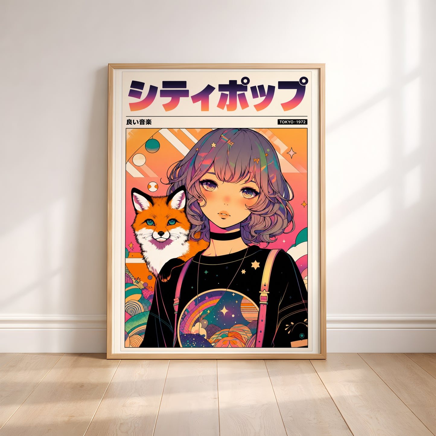 Mystic Fox Maiden Anime Print | Manga Inspired Wall Art