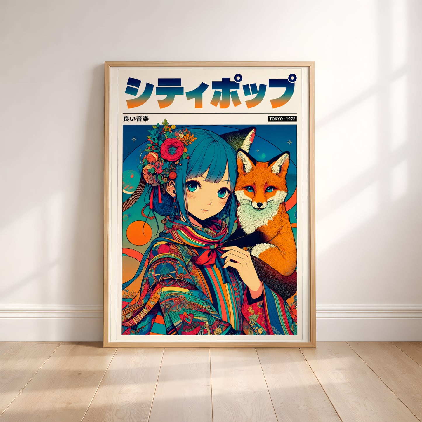 Japanese Fantasy Kitsune Poster | Anime Room Decor