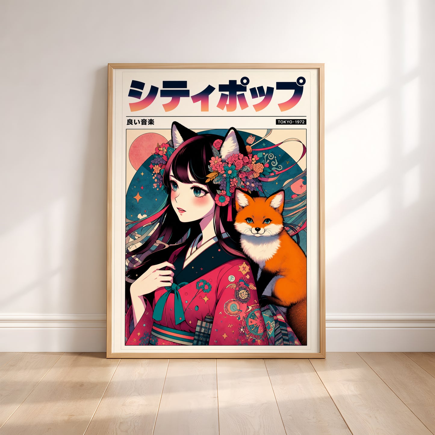 Retro Anime Fox Poster | Japanese Manga Wall Art