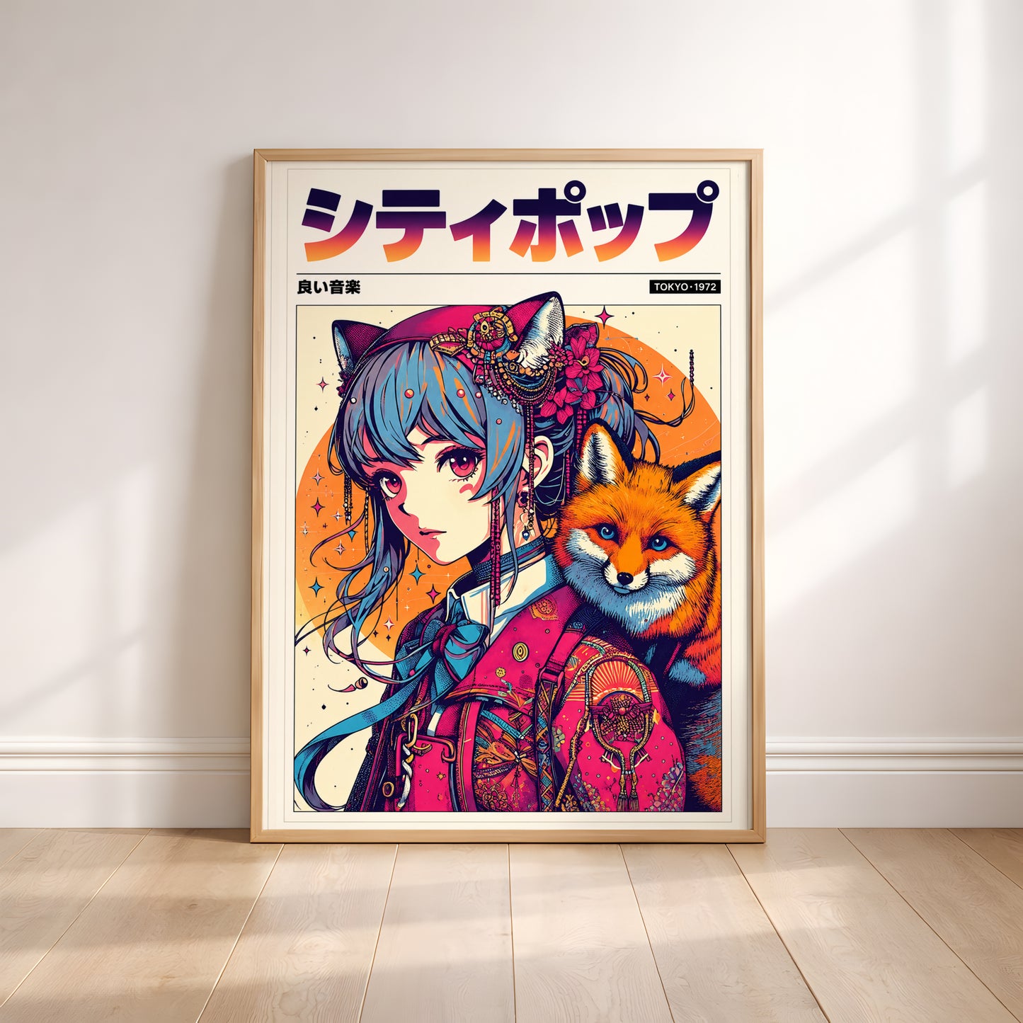 Fox Guardian Anime Print | Japanese Fantasy Poster