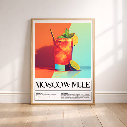 Affiche Cocktail Moscow Mule Vintage Minimaliste – Poster Bar Retro & Deco Cuisine Moderne