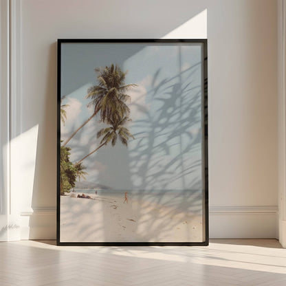 Affiche Plage Tropicale et Palmiers – Évasion Balnéaire Minimaliste | Poster sur Papier Mat