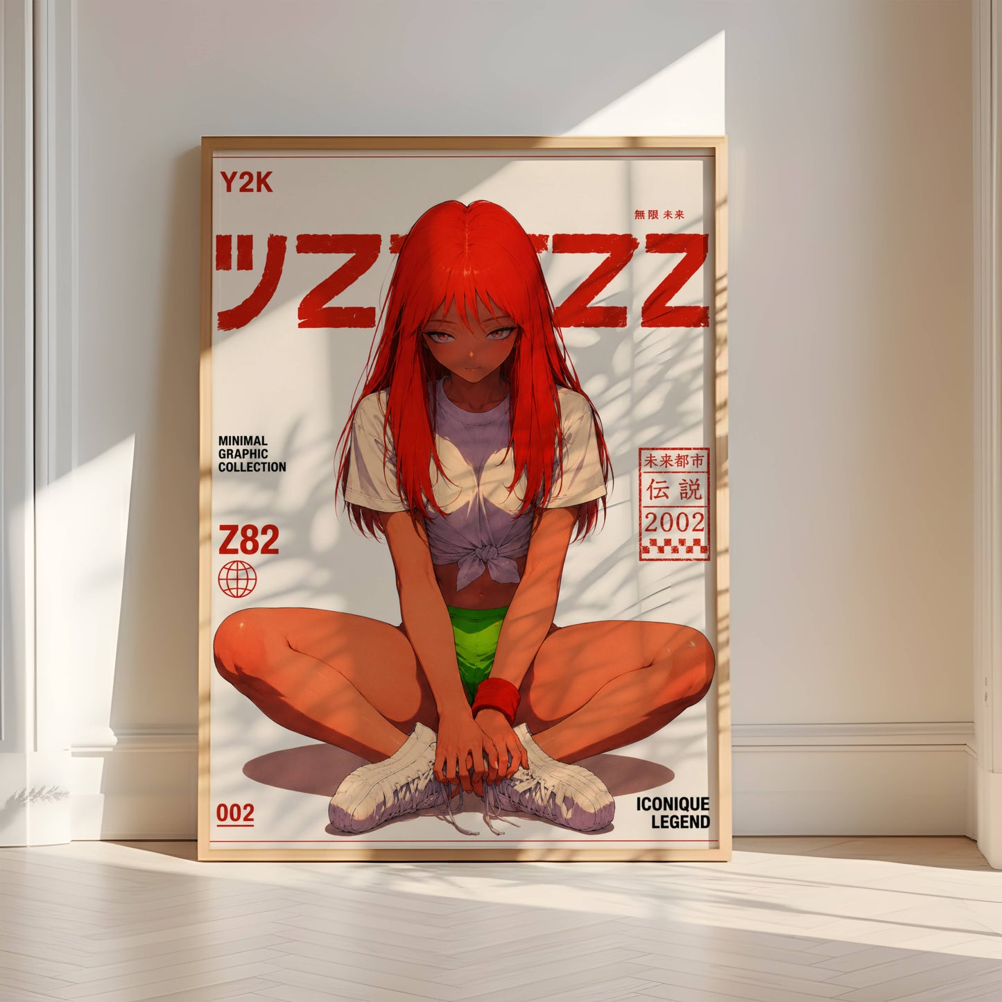 Y2K Minimal Graphic Poster | Retro Anime Art Print | Modern Japanese Aesthetic Wall Decor | Contemporary Pop Art Poster