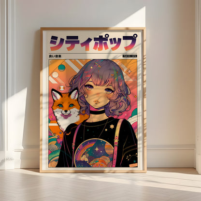 Mystic Fox Maiden Anime Print | Manga Inspired Wall Art