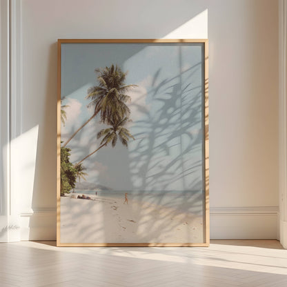 Affiche Plage Tropicale et Palmiers – Évasion Balnéaire Minimaliste | Poster sur Papier Mat