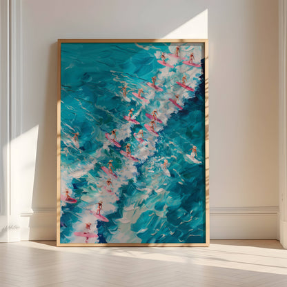 Affiche Trendy Vagues Turquoise Abstraites – Énergie de l’Océan et Art Contemporain | Poster sur Papier Mat