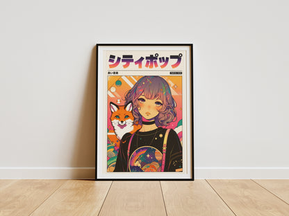 Mystic Fox Maiden Anime Print | Manga Inspired Wall Art