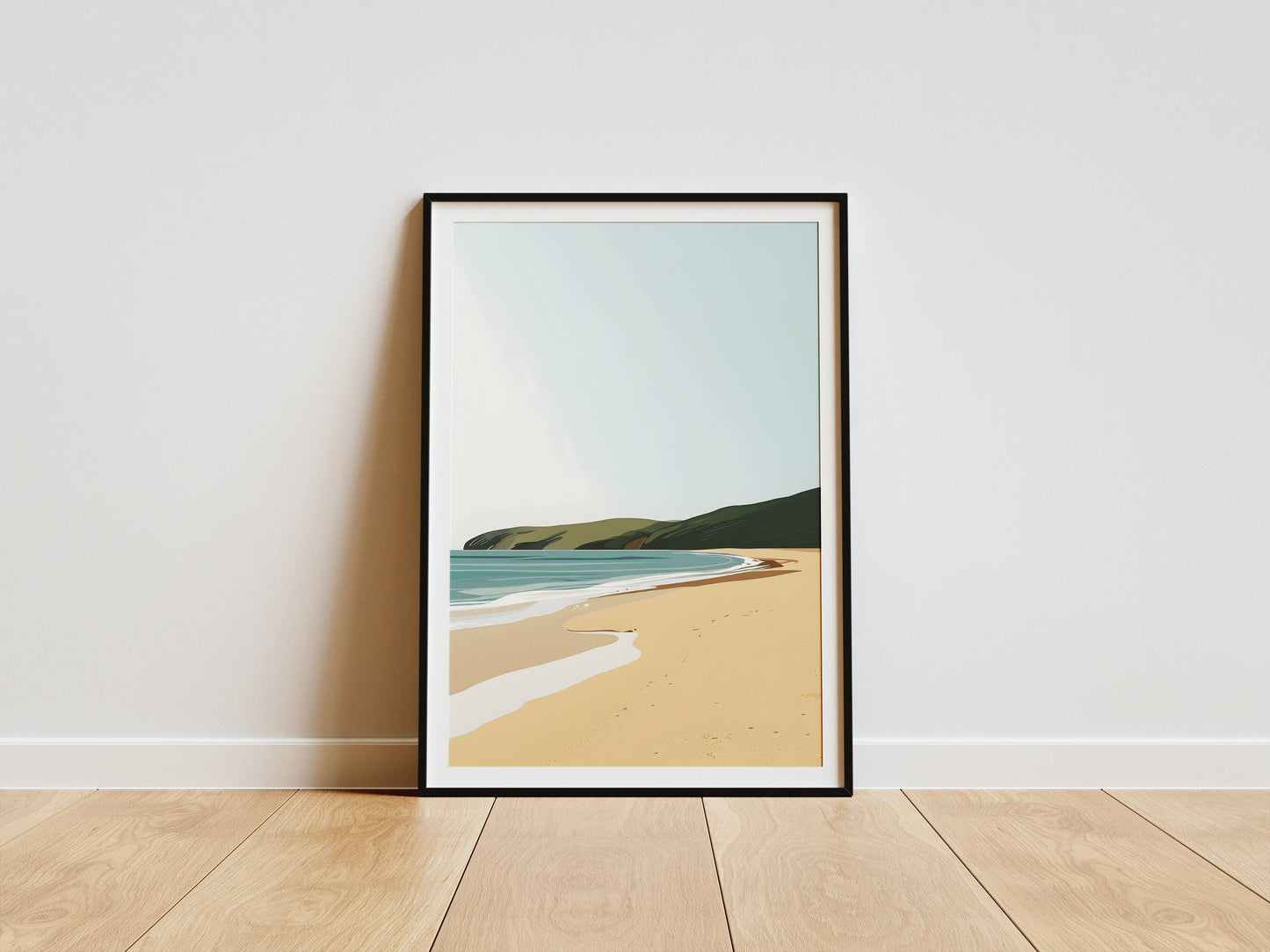 Affiche Plage Minimaliste Évasion Côtière – Paysage Marin Moderne | Poster sur Papier Mat
